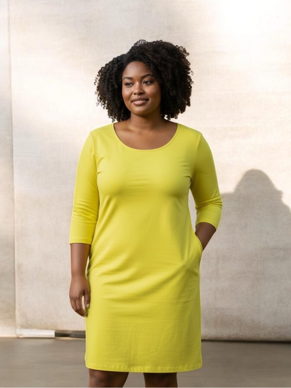 New York & Company Bright Lime Green Midi Dress